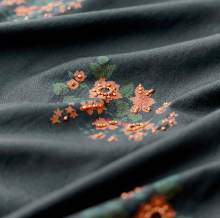 Molly Beaded Mini Fringe Dress - Faded Black/Copper Beading