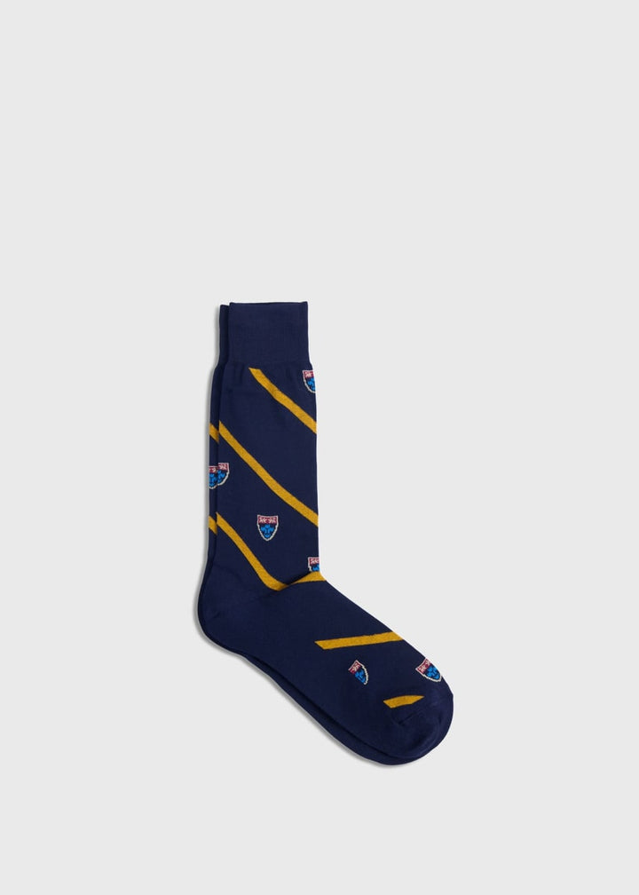 Cotton Crest Motif Sock - Navy