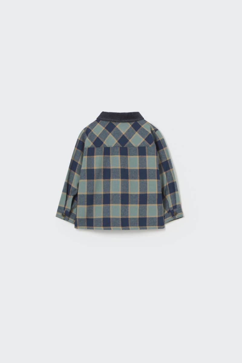 Check Flannel Baby Shirt Artic Blue