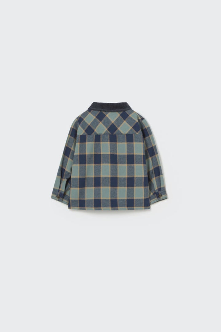Check Flannel Baby Shirt Artic Blue