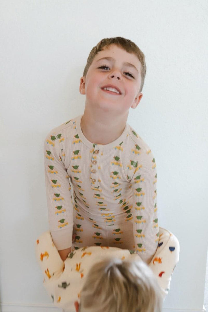 Christmas Camper Henley Waffle Pajama Set