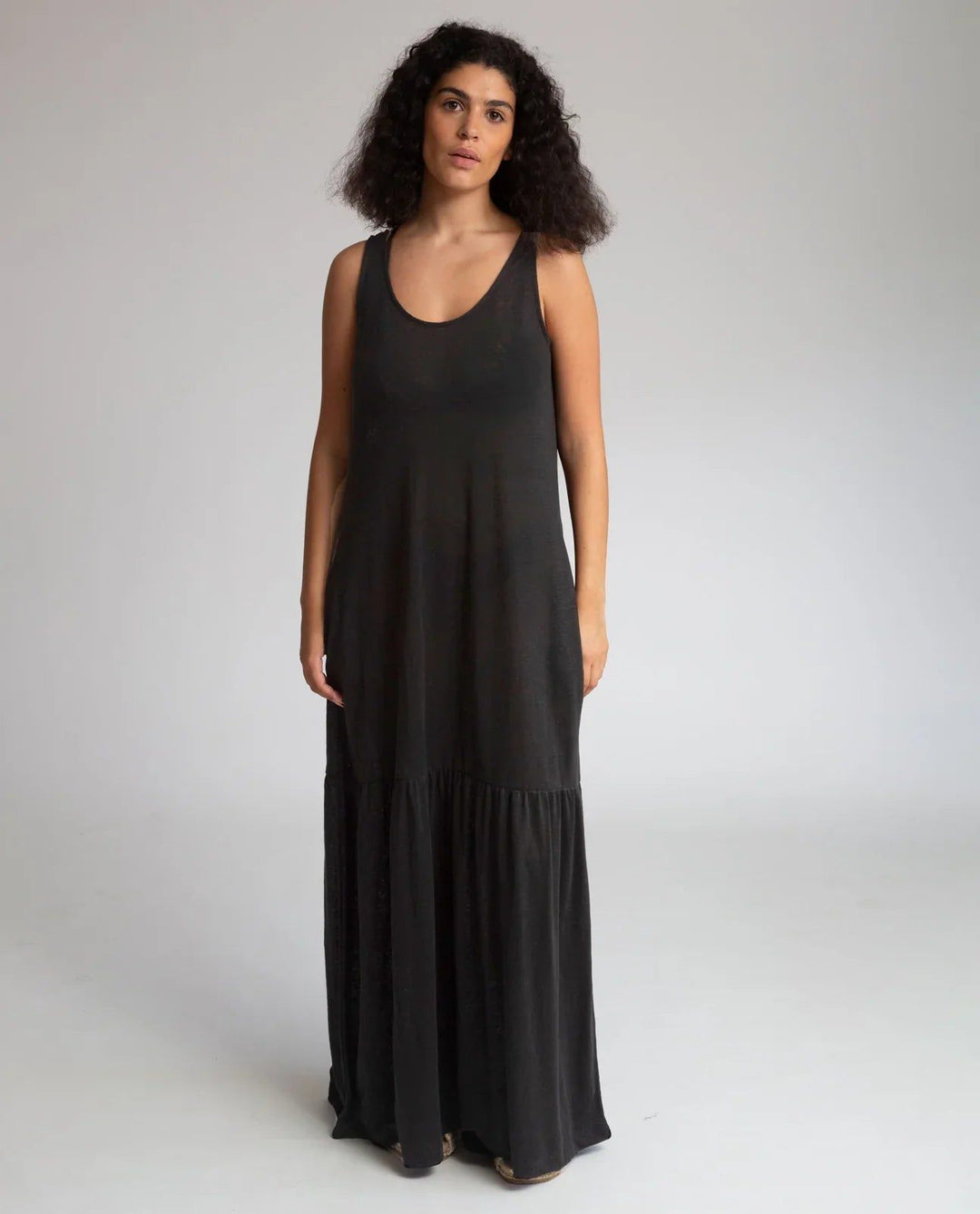 Opal Linen Jersey Dress - Black dresses Beaumont Organic 