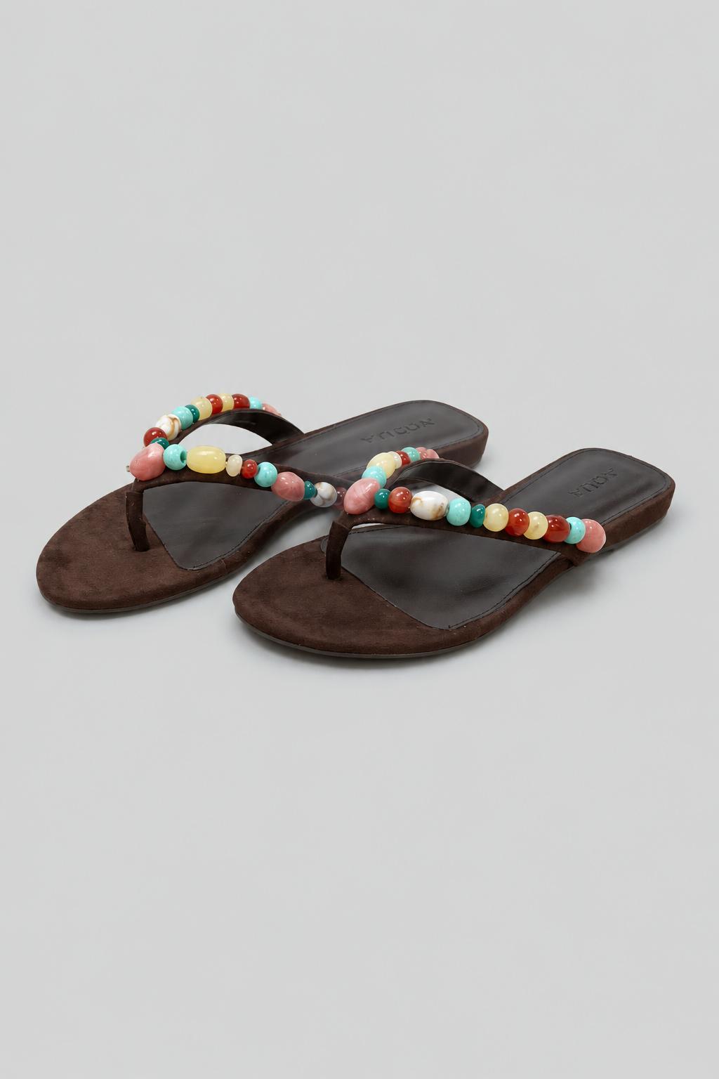 Women's Jules Embellished Thong Sandals Exclusive - Brown Suede