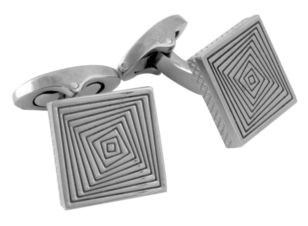 Graphic Vertigo Engraved Cufflinks In Titanium - Silver Colour