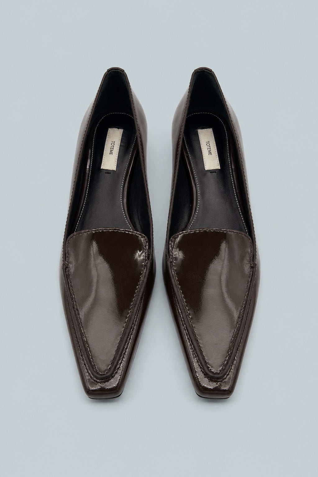 Patent Loafer Pumps - Dark Brown
