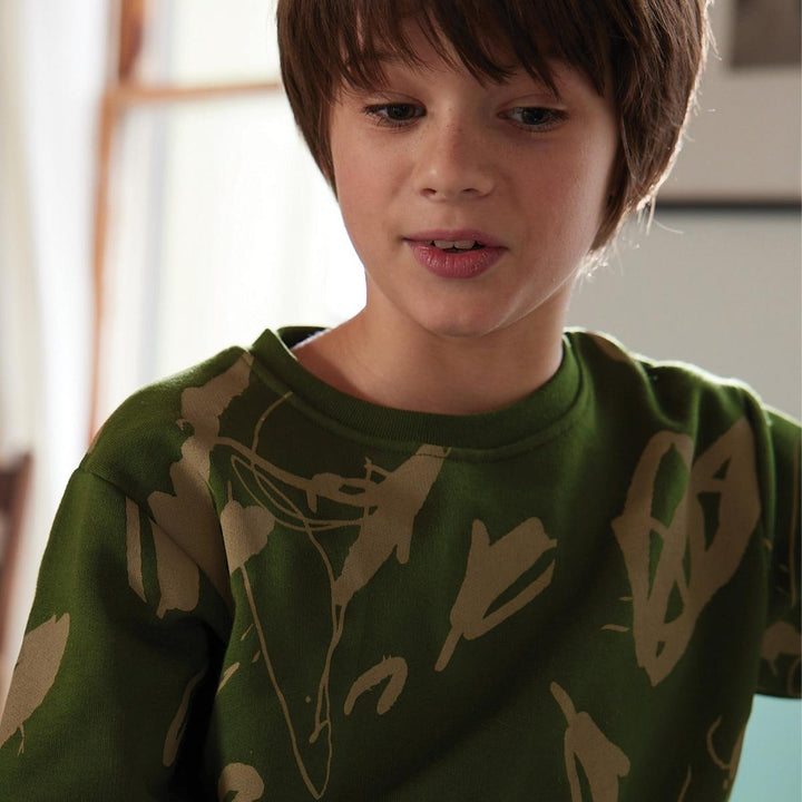 Nature's Canvas Kid Sweatshirt - Jungle Green/multi