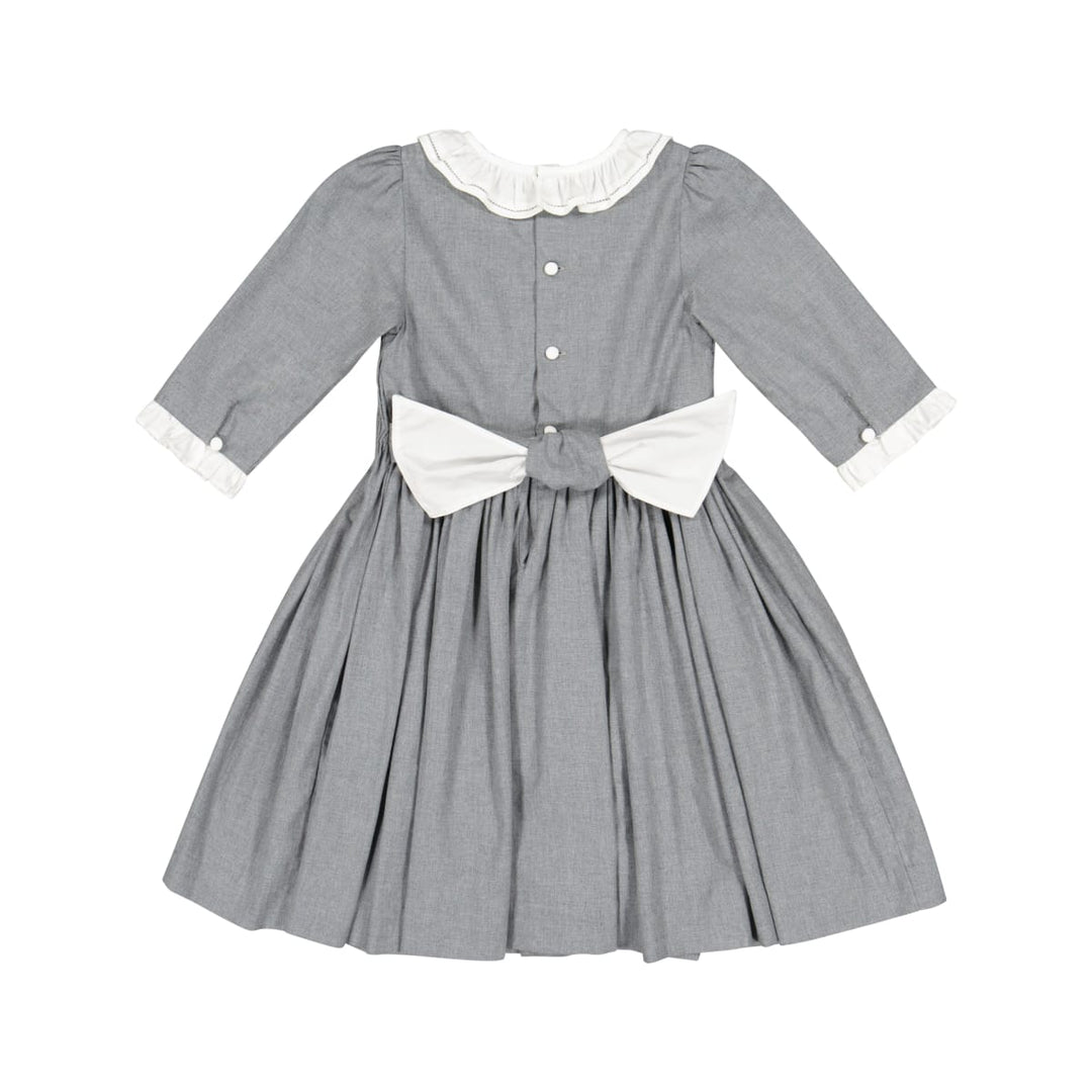 Heidi Long Sleeve Smocked Dress - Grey Winter - 5T - Dresses