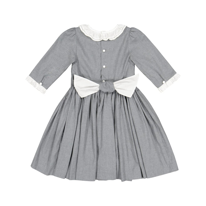 Heidi Long Sleeve Smocked Dress - Grey Winter - 5T - Dresses