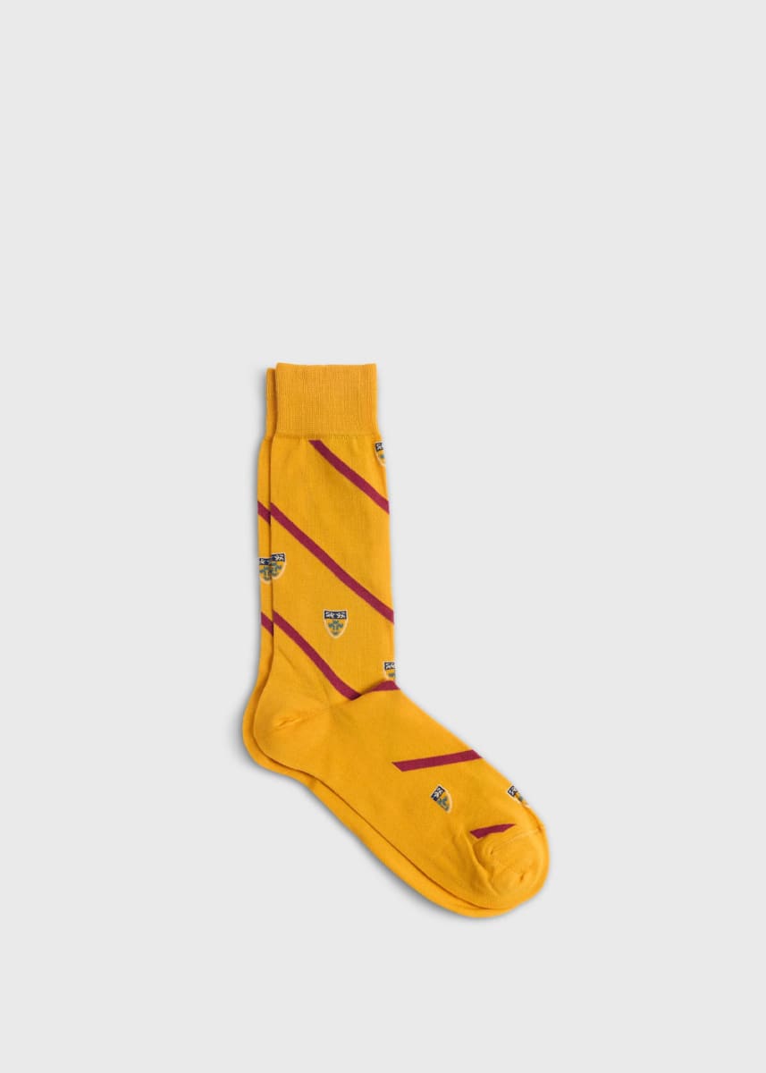 Cotton Crest Motif Sock - Gold