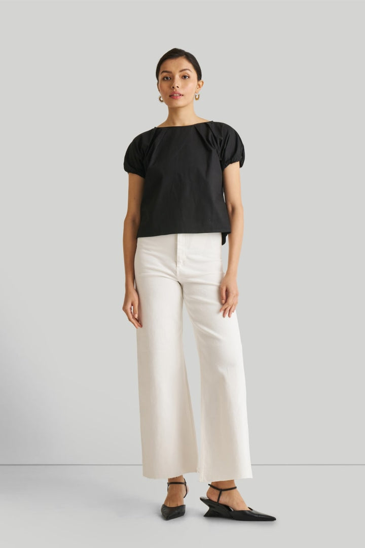 Balloon Sleeve Top - Black