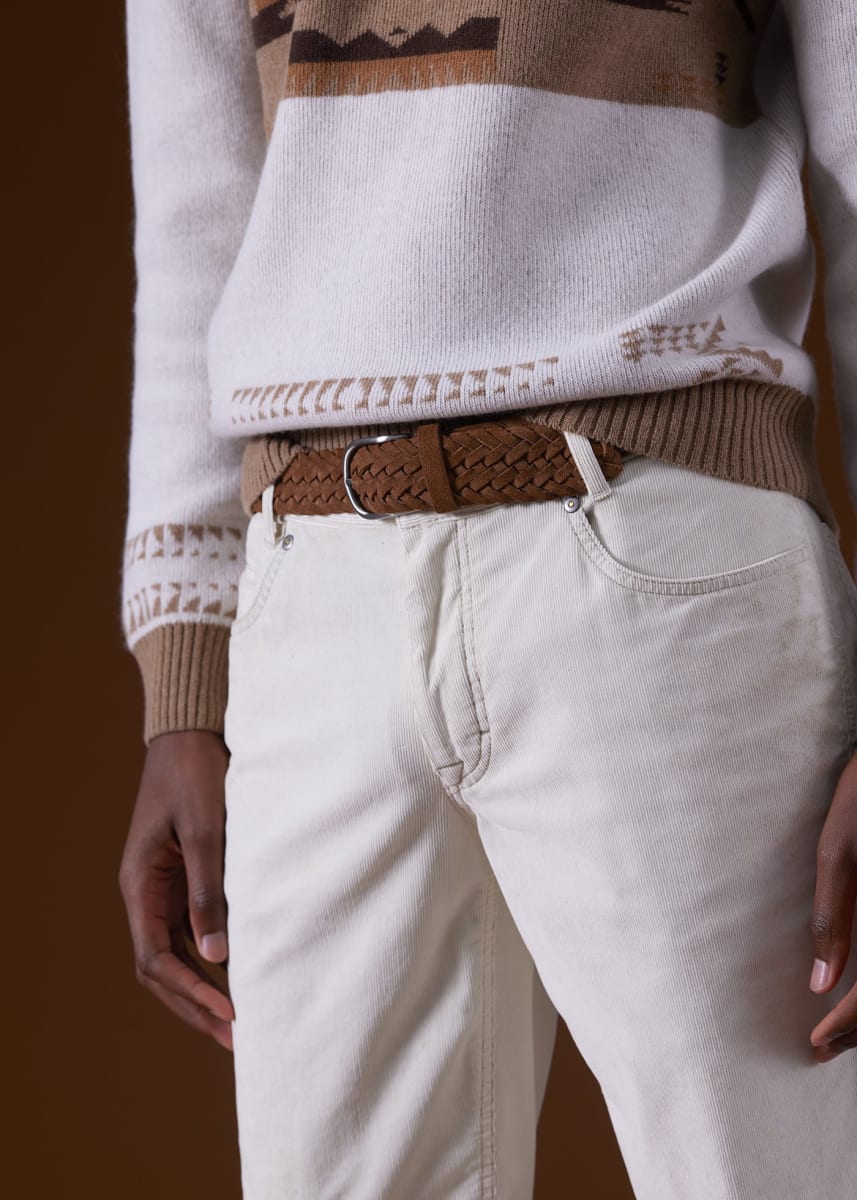 Woven Suede Belt - Tan