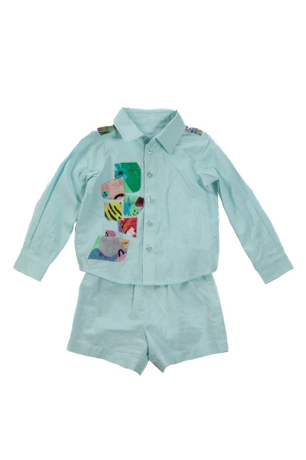 Boys 2 Pc Set - Aqua Tiger