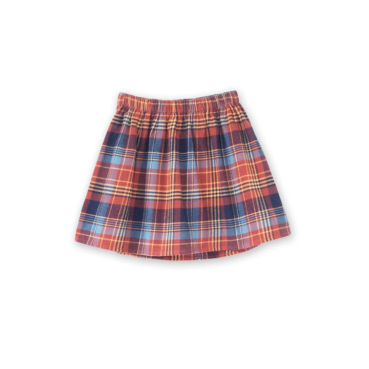 Girls Coral Skirt - Rust Plaid