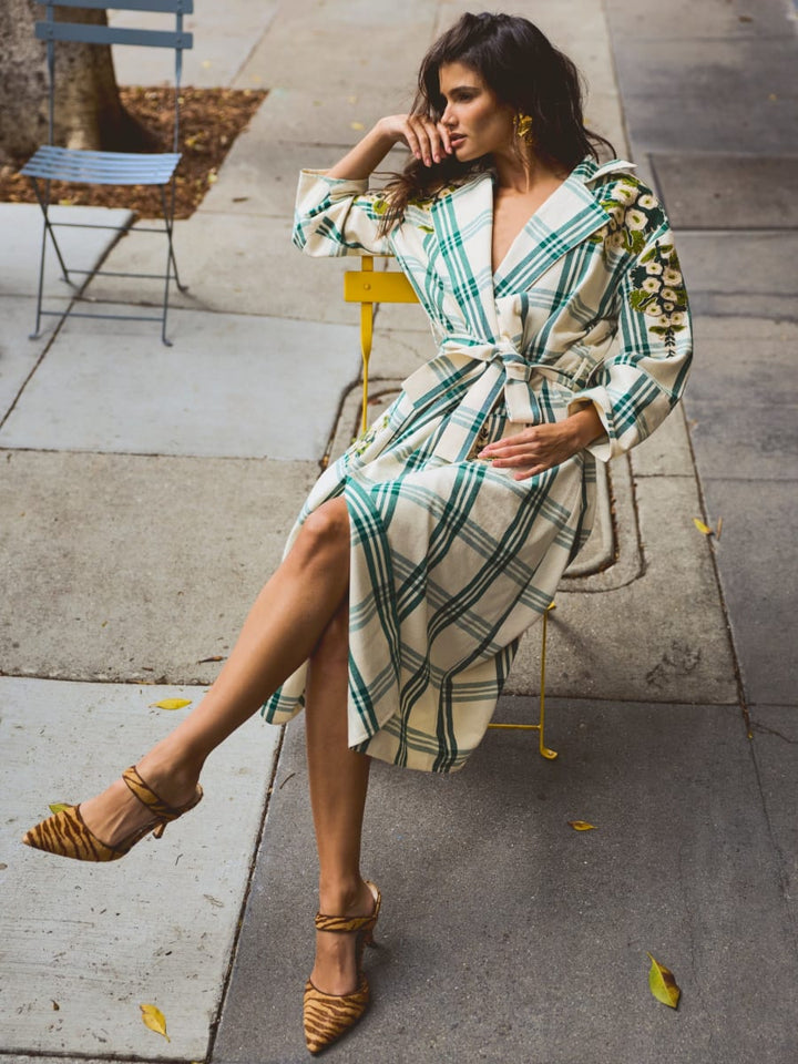 Melly Jacket x McKenzie DePinto - Cream Green Plaid With Larsen Floral