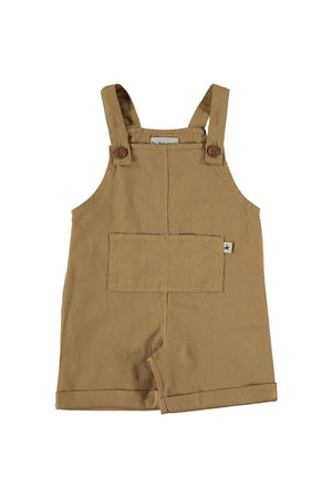 Linen Cotton Baby Shortalls - Peanut