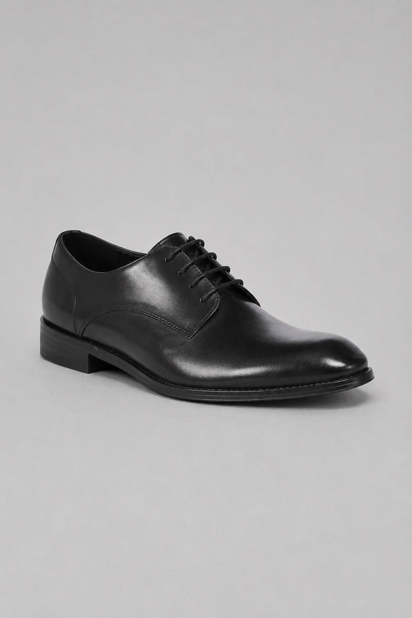 Men's Plain Toe Lace Up Derby Shoes Exclusive - Black