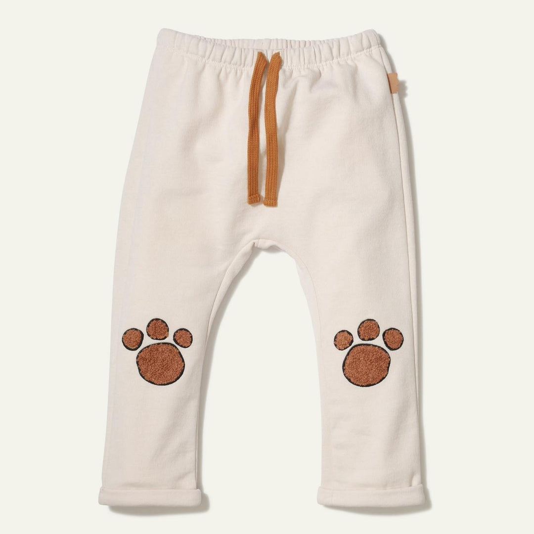 Recycled Cotton Paw Patch Baby Pant - Natural