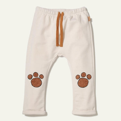 Recycled Cotton Paw Patch Baby Pant - Natural