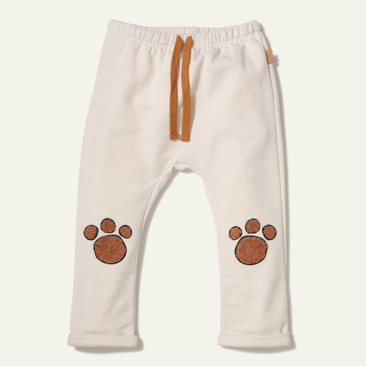Recycled Cotton Paw Patch Baby Pant - Natural