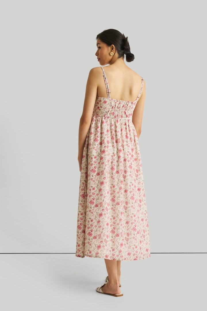 Strappy Gathered Midi Dress - Petal Fusion