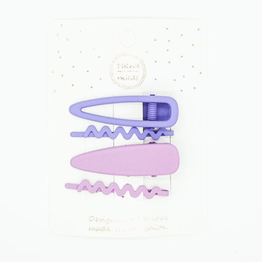 4Pc Solid Hair Clip Set - Purple - OS - Hair Accessories