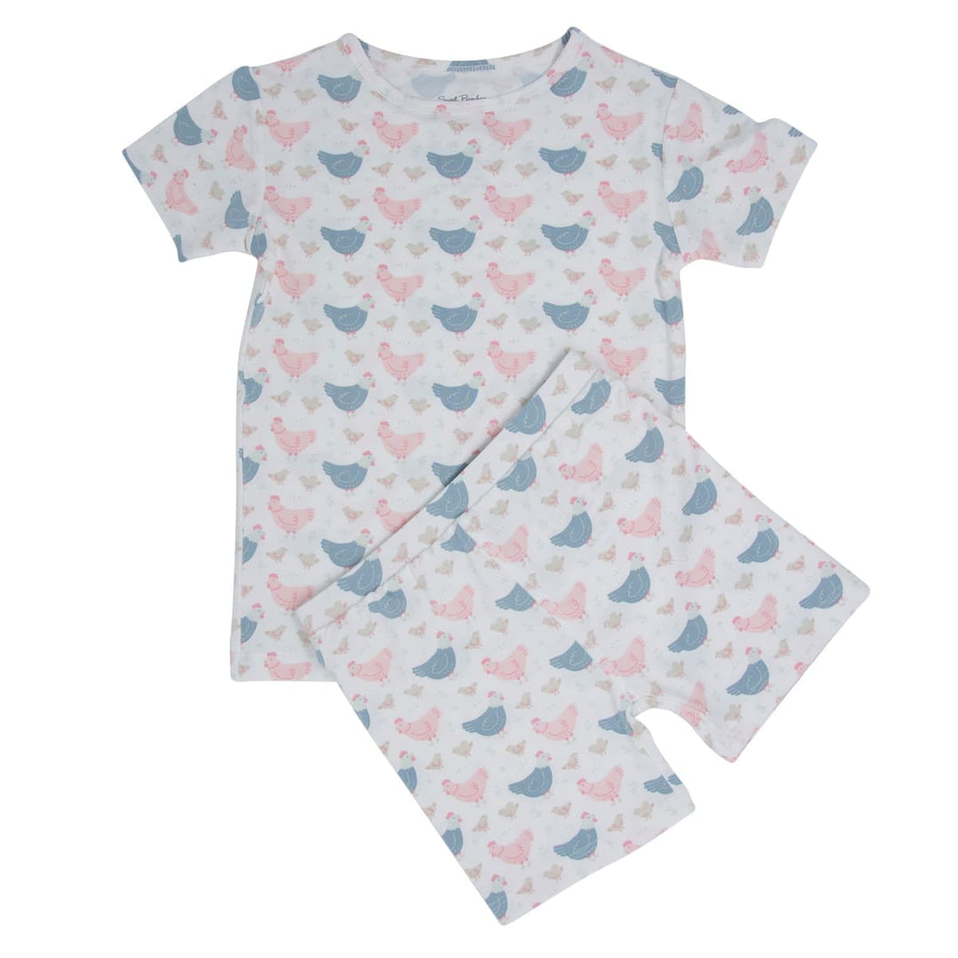 Pink Farm Hens Bamboo Summer Pajama Set - Happy Hens