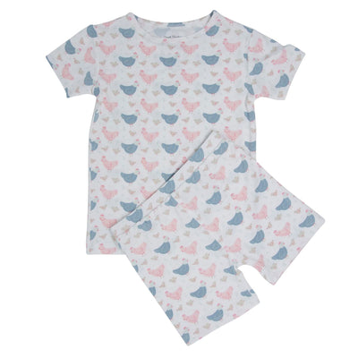 Pink Farm Hens Bamboo Summer Pajama Set - Happy Hens