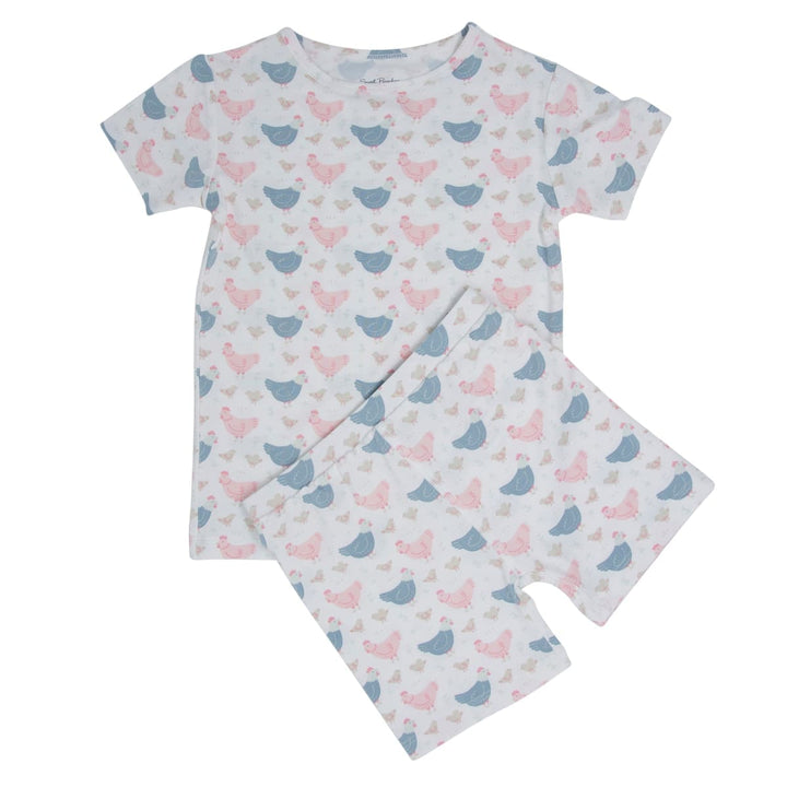 Pink Farm Hens Bamboo Summer Pajama Set - Happy Hens
