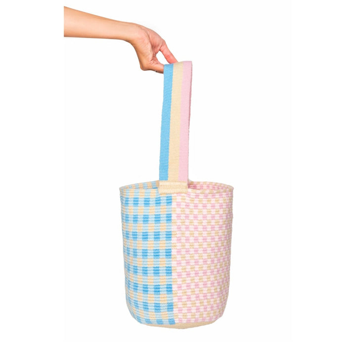 Pink Gingham Bucket Bag - Pastel