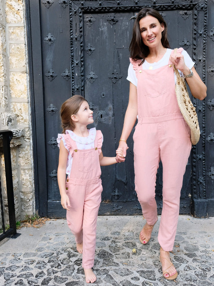 Georgette Pink Linen Overall - Sandy Pink