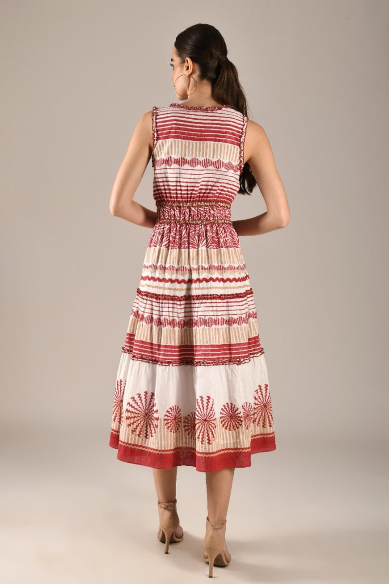 Homa Midi Dress - Red