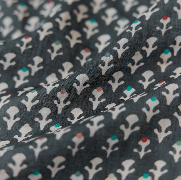 Rosie Midi Dress Nightgown - Faded Black/Cream Dot print