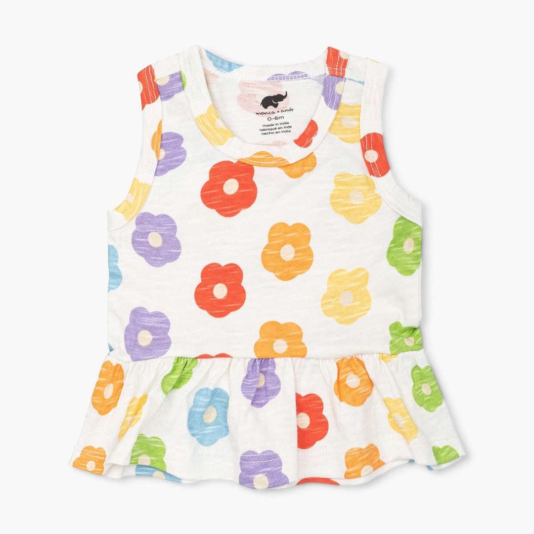 Racerback Peplum Tank - Rainbow Poppies