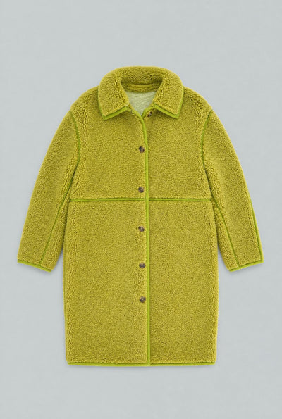 Reversible Faux Shearling Coat - Chartreuse