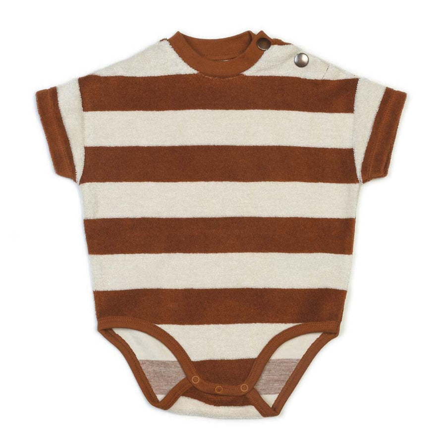 Organic Bodysuit - Caramel Stripe Bodysuits + Onesies Kid Wild 