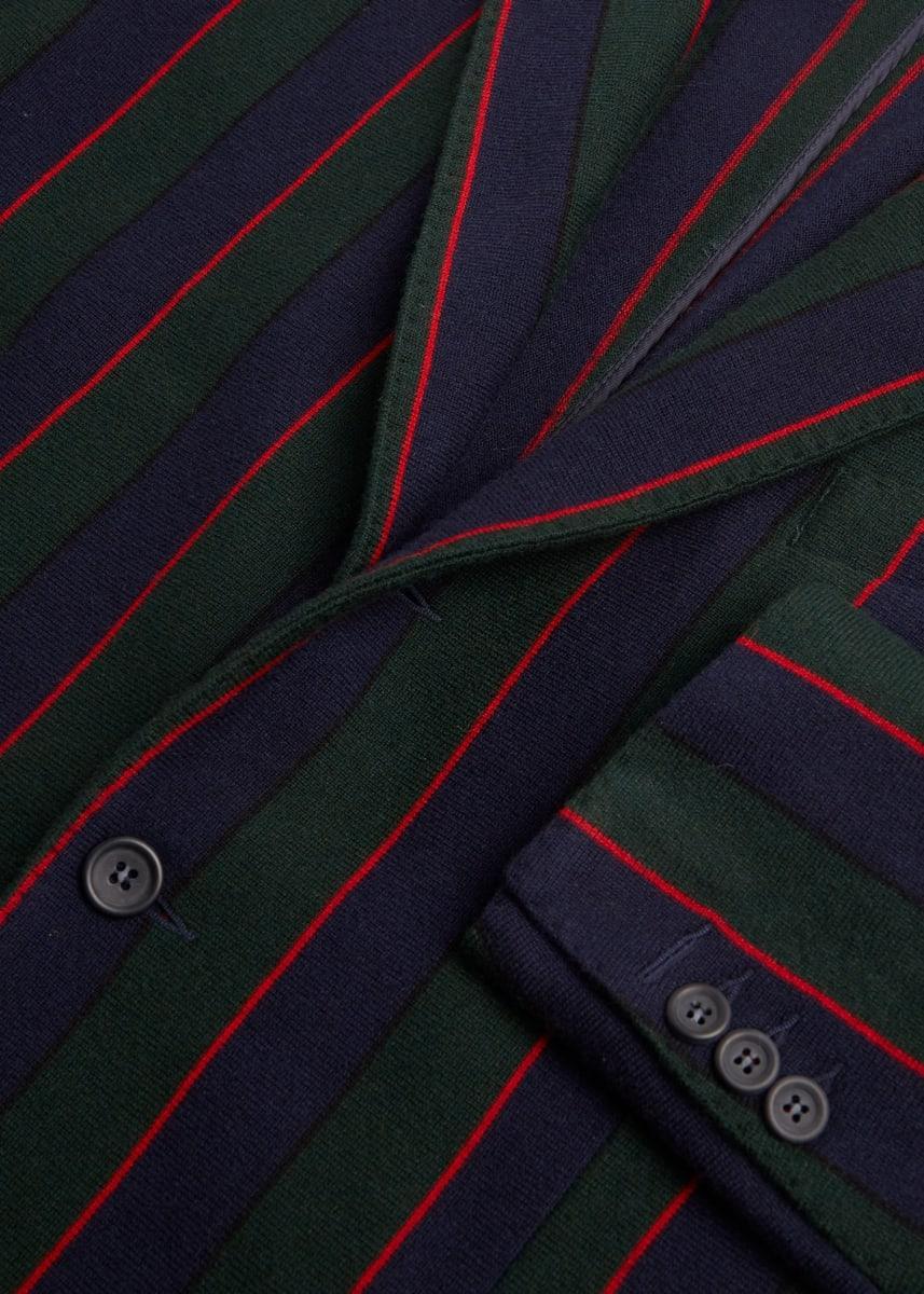 Rice Stitch Merino Wool Stripe Blazer - Green
