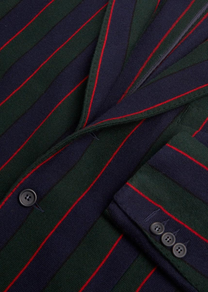 Rice Stitch Merino Wool Stripe Blazer - Green