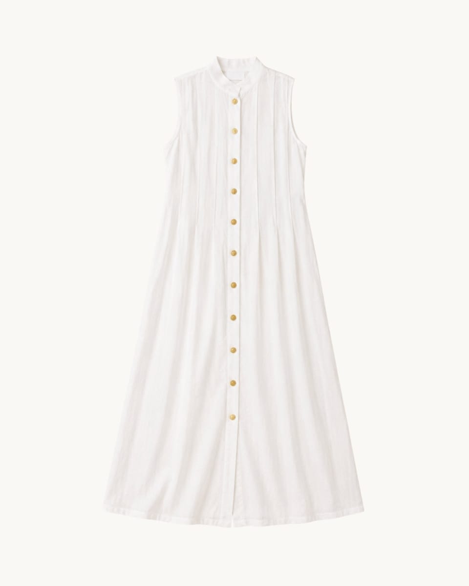 Mari Pleated Fronted Dress - White
