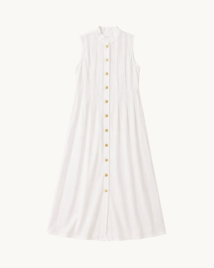 Mari Pleated Fronted Dress - White