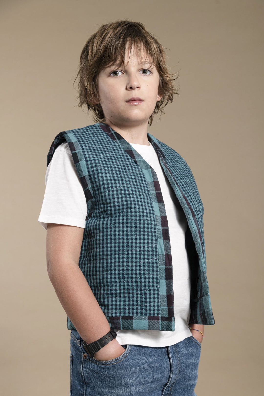 Reversible Quilted Kids Vest - Emerald