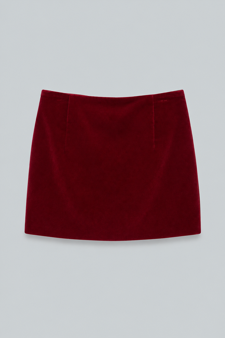 Velvet Vera Mini Skirt - Red