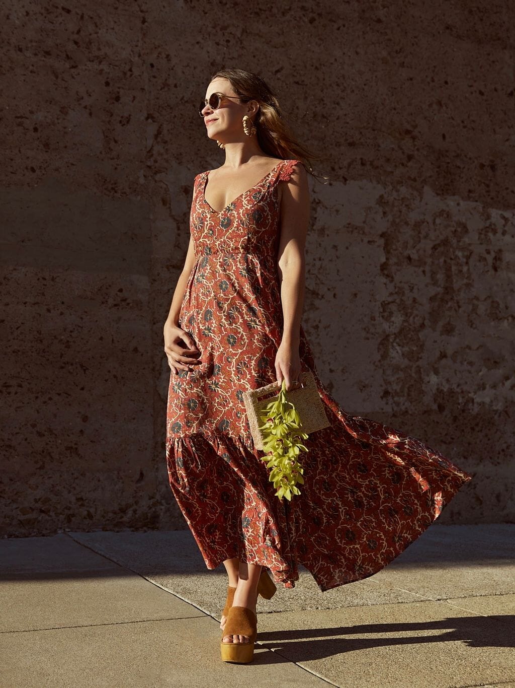 Clark Maxi Dress - Redwood & Sapphire Floral Dresses + Skirts Eddy 