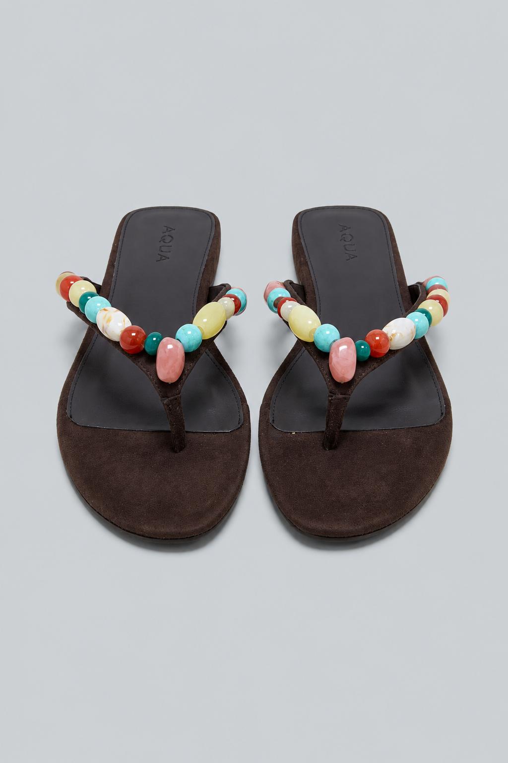 Women's Jules Embellished Thong Sandals Exclusive - Brown Suede