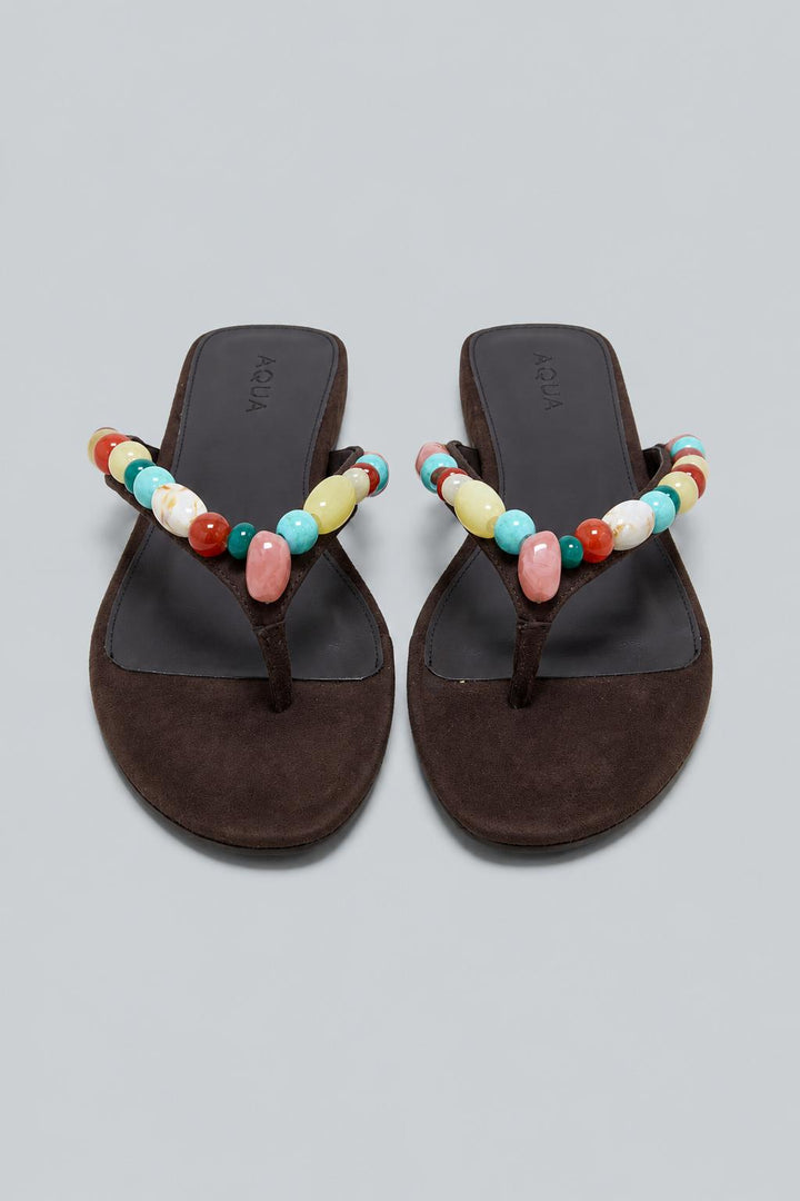 Women's Jules Embellished Thong Sandals Exclusive - Brown Suede