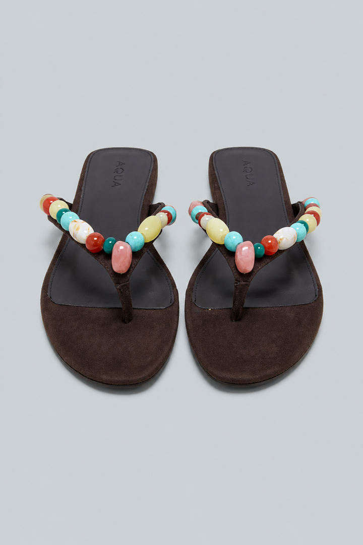 Women's Jules Embellished Thong Sandals Exclusive - Brown Suede