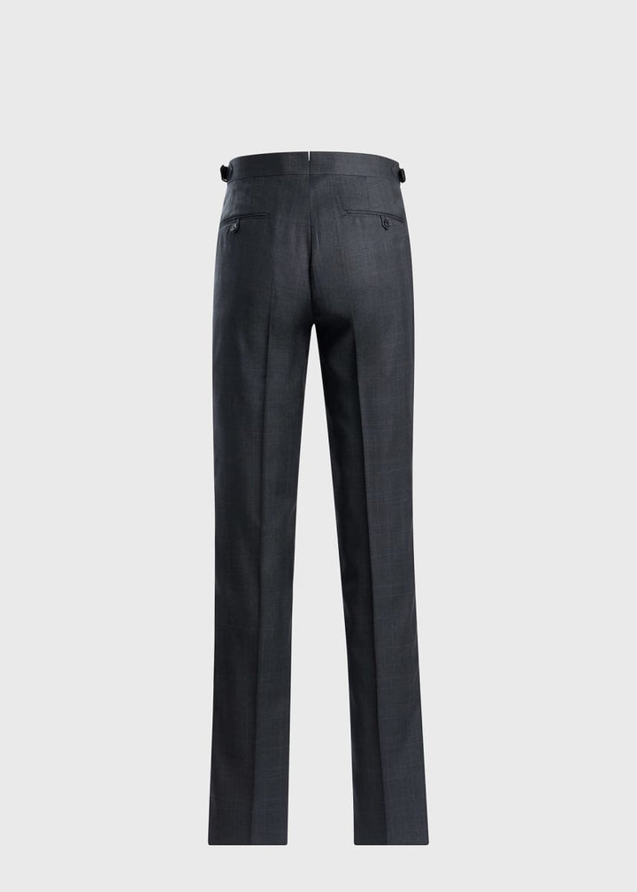 Tonal Plaid Super 130s Wool Suit - Mid Grey - Suit