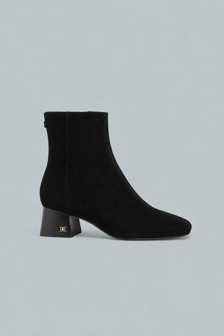 Women's Paige Square Toe Block Heel Ankle Booties - Black Suede