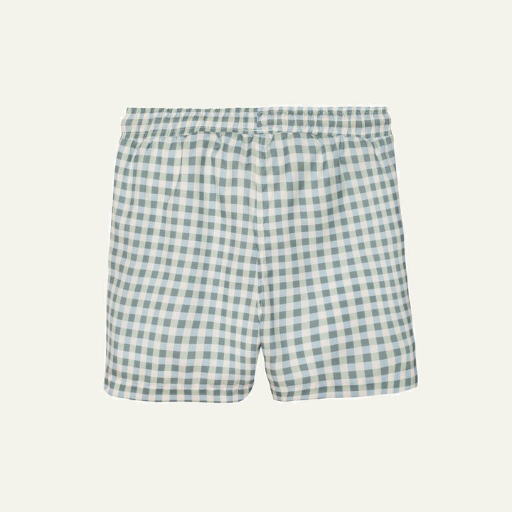 Seaqual Recycled Polyester Gingham Baby Swim Trunks - Natural/faded Denim
