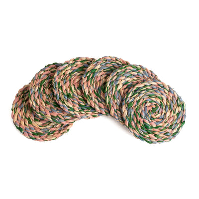 Raffia Woven Coasters - 6 Pieces - Rainbow