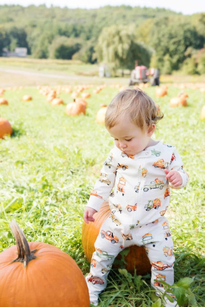 Full Zip Footless Pajamas - Pumpkin Trucks